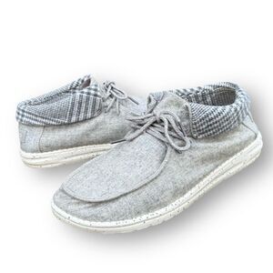 Hey Dude BRITT Grey Houndstooth Slip on Comfort Shoes Women's size 10